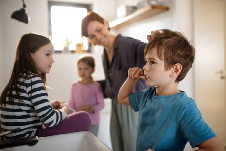 brushing and flossing
