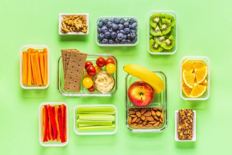 Healthy snack on a pastel background.