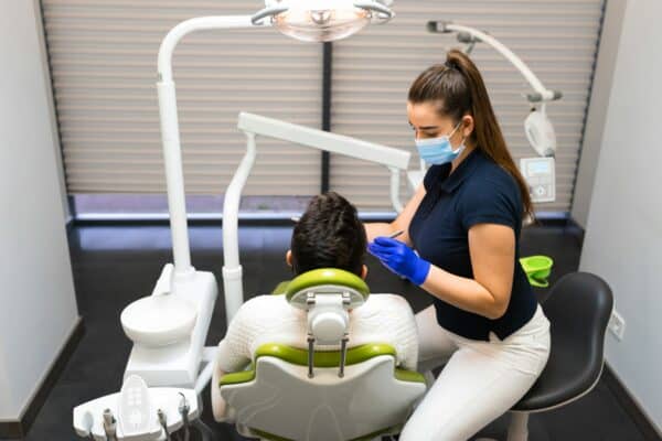 Man at dental check-up in Mason Ohio